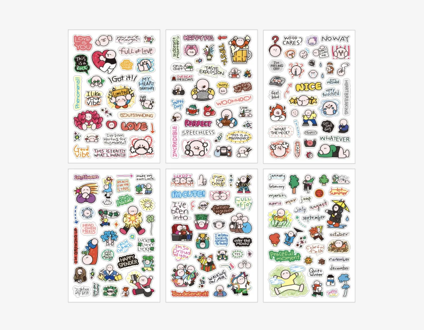 6pcs Doodle Point Removable Sticker Set