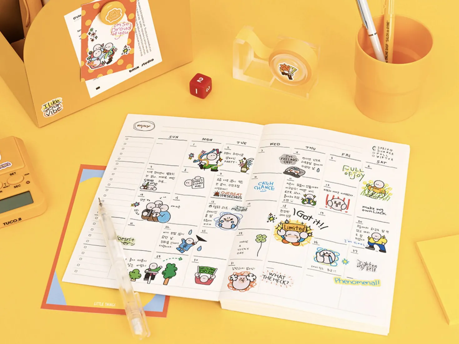 6pcs Doodle Point Removable Sticker Set