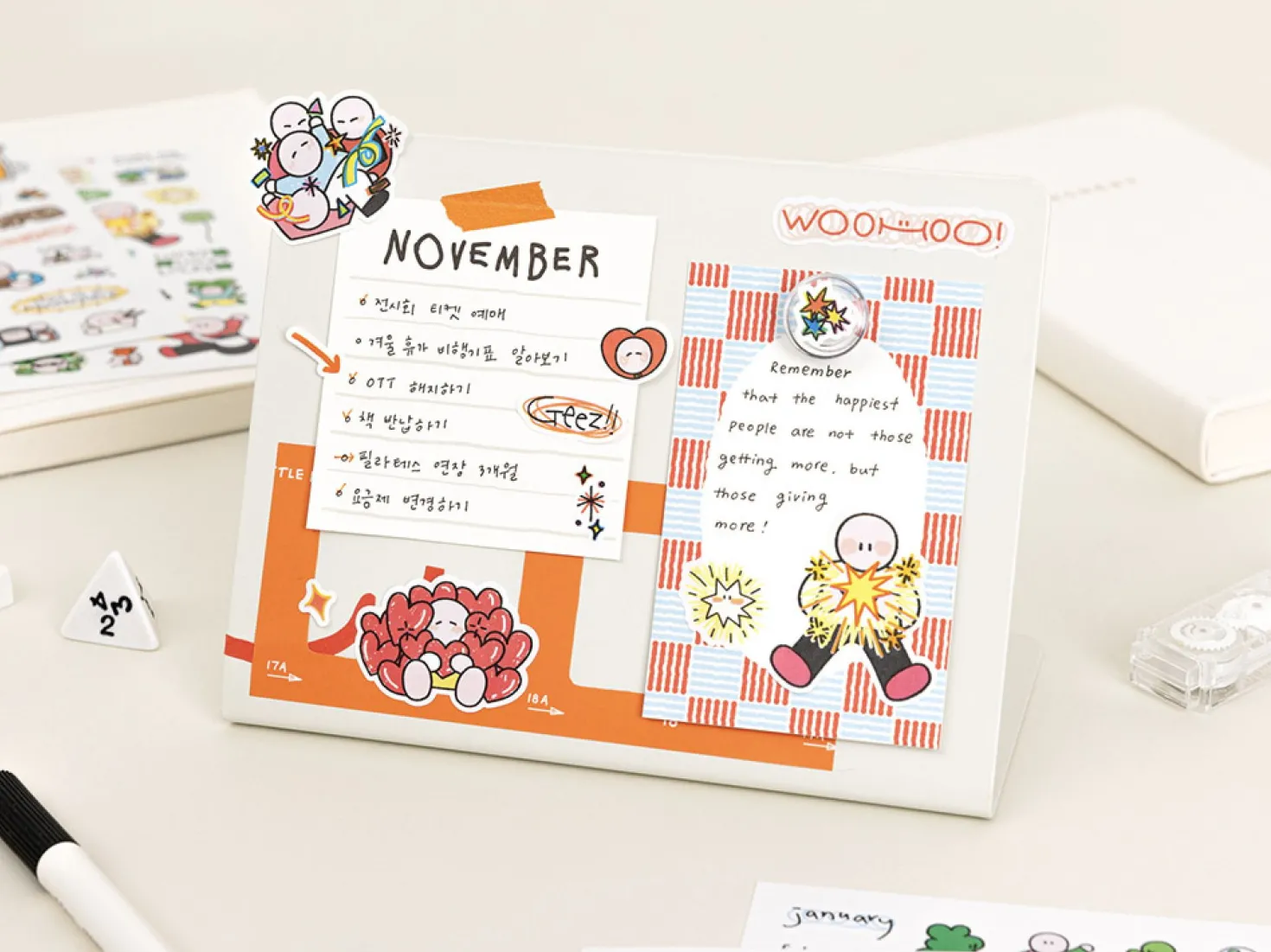 6pcs Doodle Point Removable Sticker Set