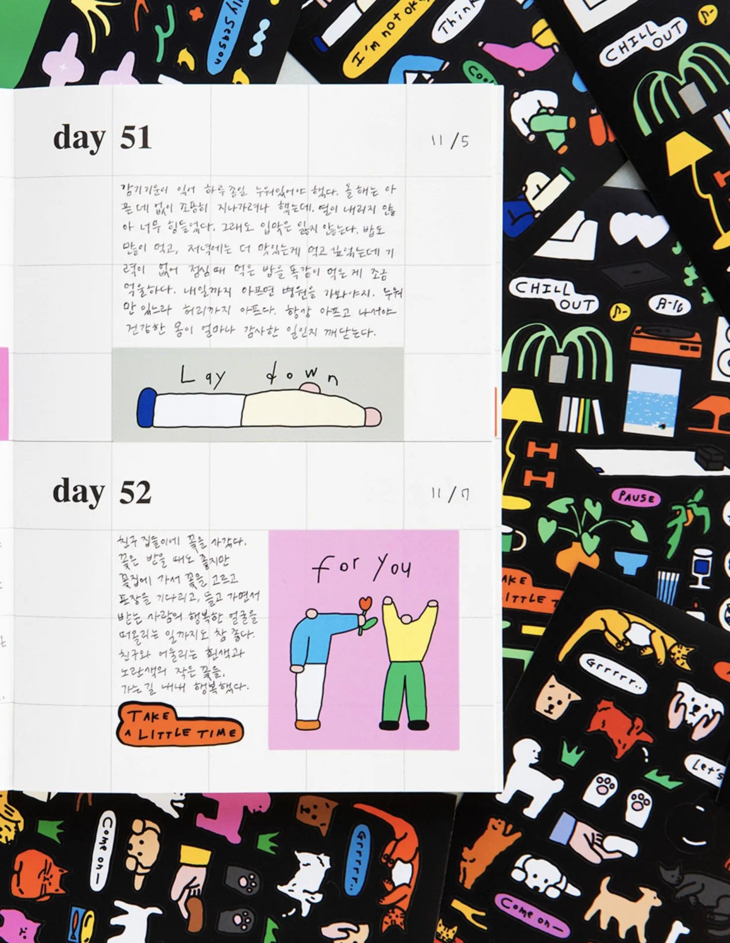 8pcs Drawing Illustration Removable Sticker Set