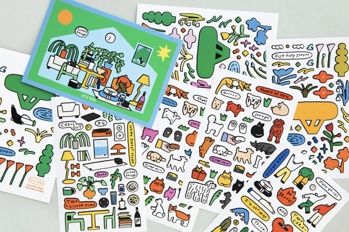 8pcs Drawing Illustration Removable Sticker Set
