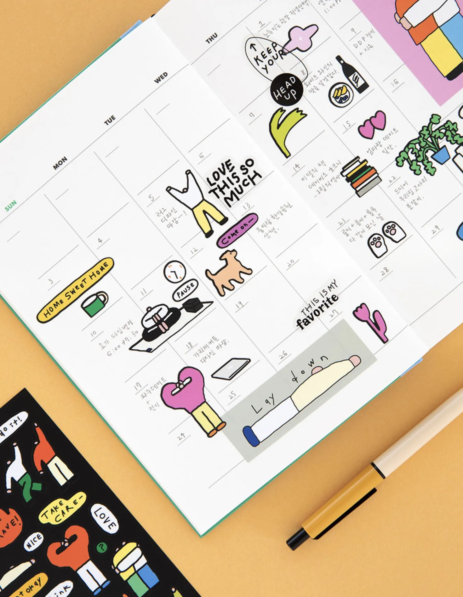 8pcs Drawing Illustration Removable Sticker Set