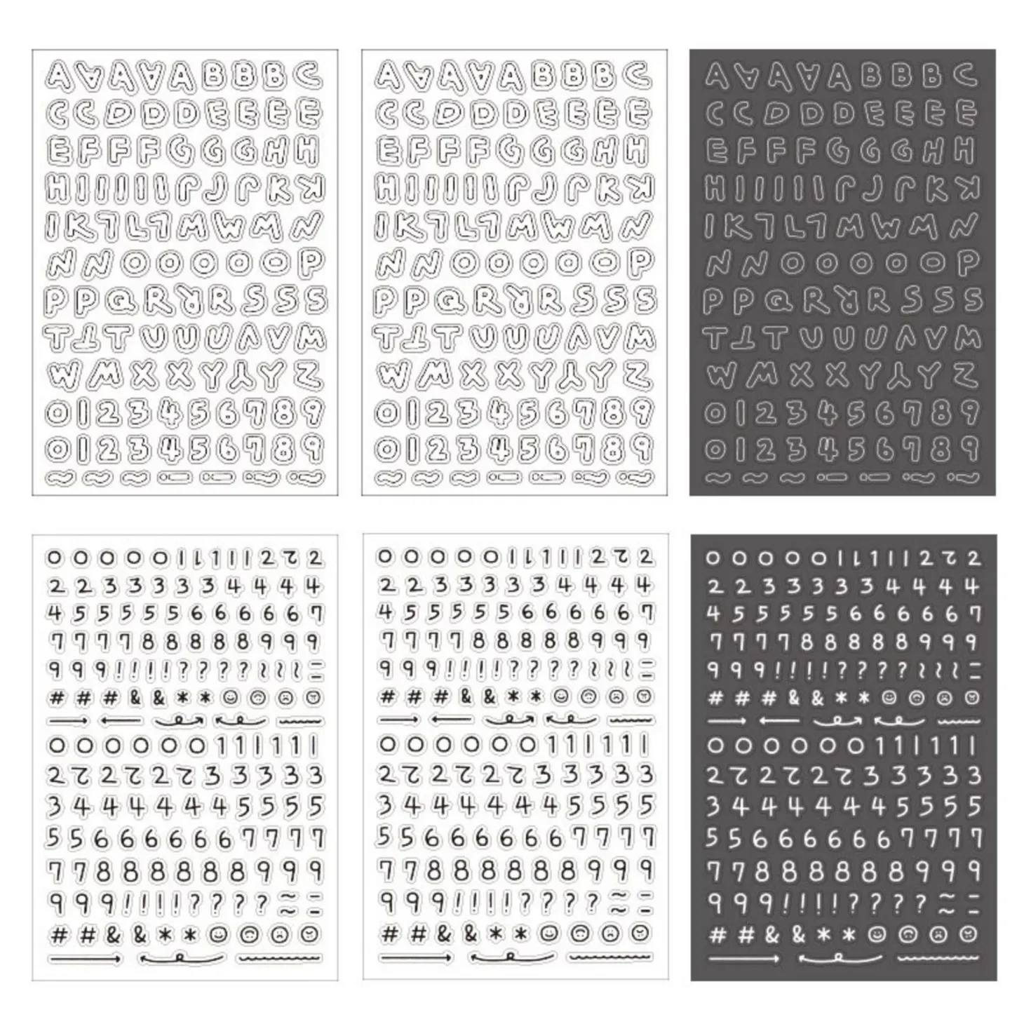 6pcs Fluffy Alphabet Sticker Set