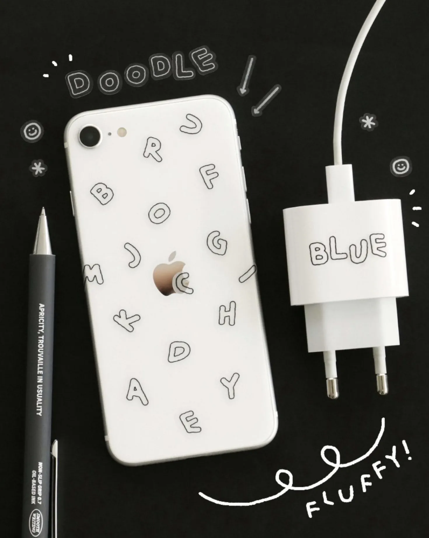 6pcs Fluffy Alphabet Sticker Set