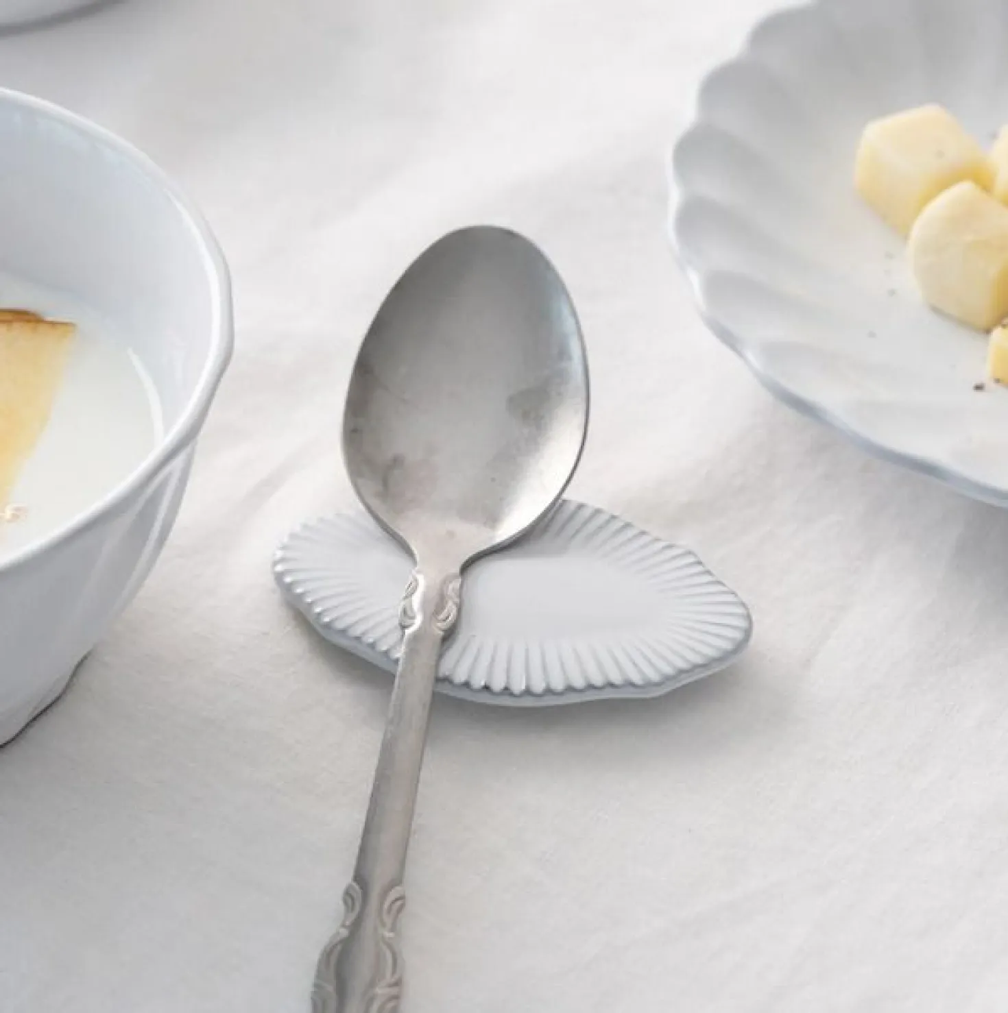 2pcs French Mood Blanc Spoon Rest Set