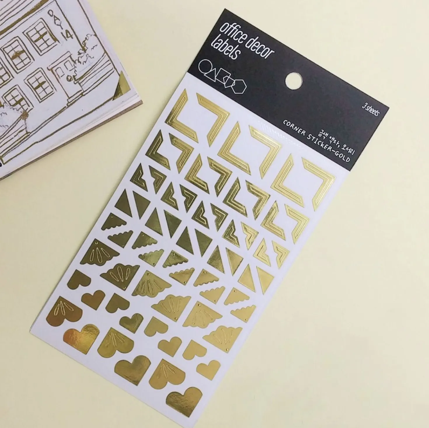 3pcs Gold Foil Corner Sticker Set