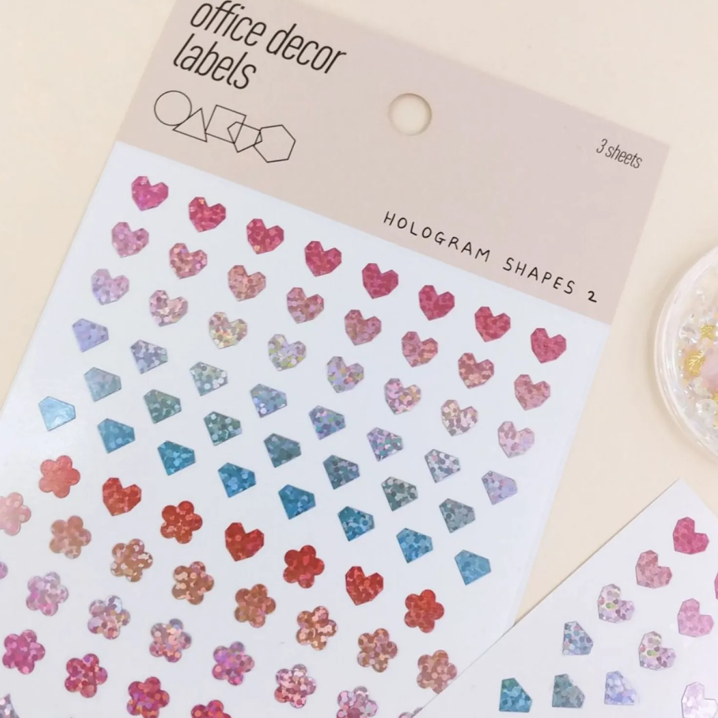 3pcs Hologram Shapes Sticker Set