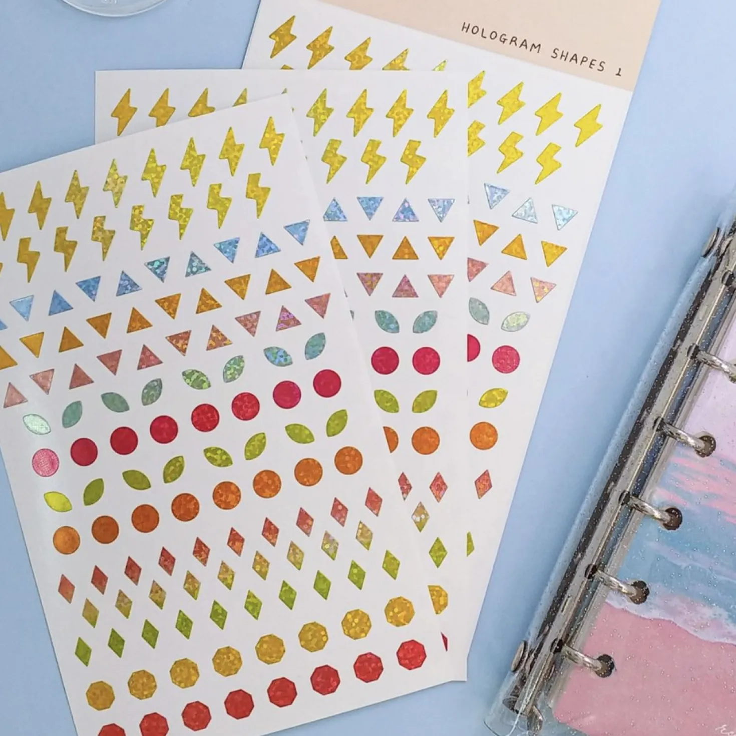 3pcs Hologram Shapes Sticker Set