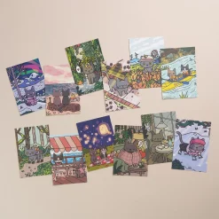 12pcs Lana & Tuxedo Cat Postcard Set