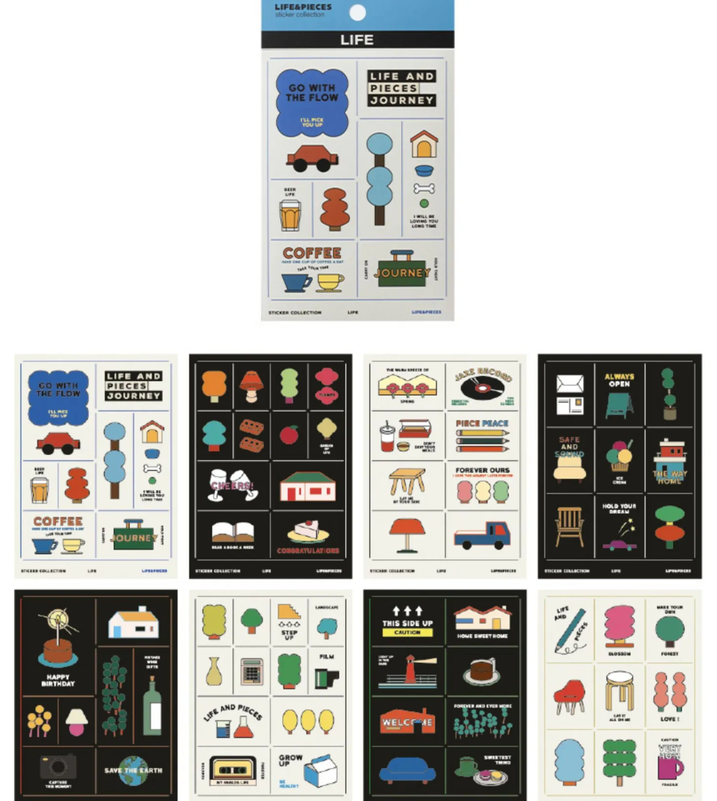 8pcs Life & Pieces Life Removable Sticker Set
