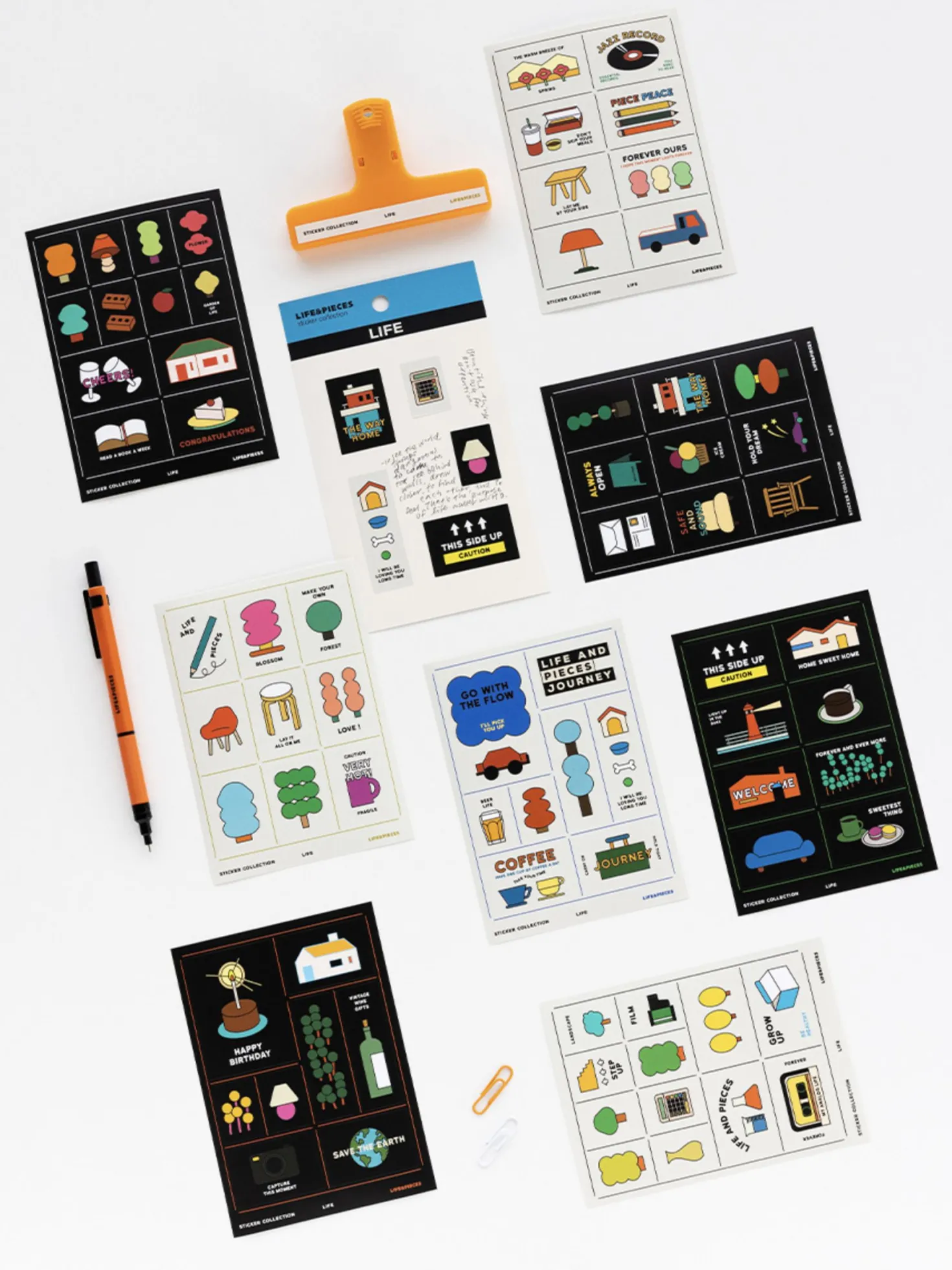 8pcs Life & Pieces Life Removable Sticker Set