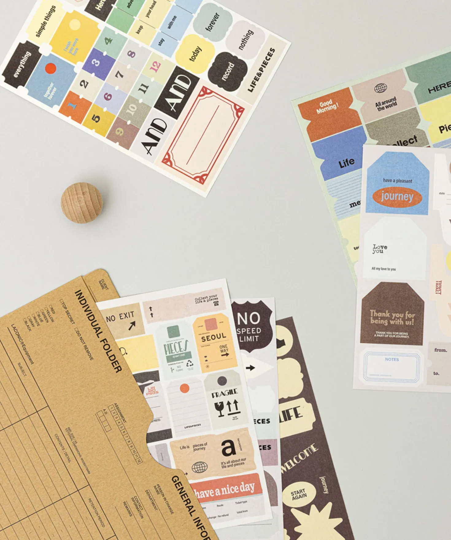6pcs Life & Pieces Vintage Label Sticker Set