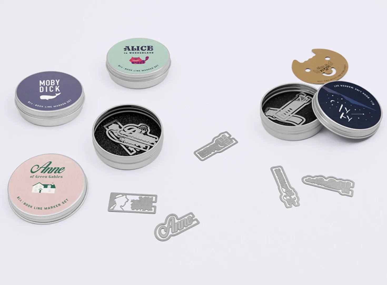 5pcs Literature Tin Bookmark Set