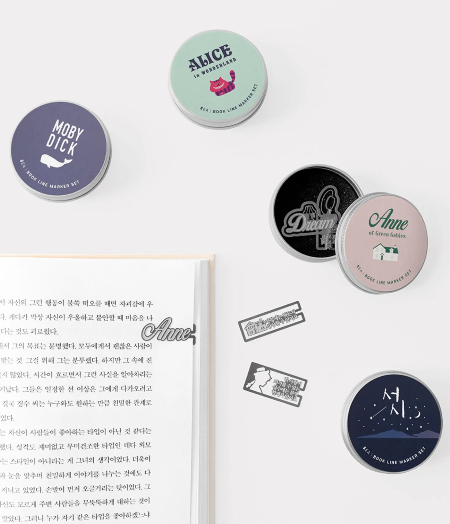 5pcs Literature Tin Bookmark Set