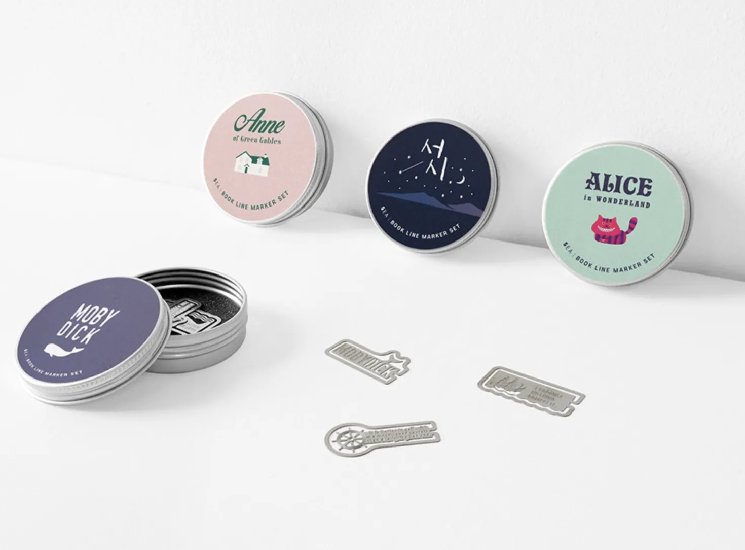 5pcs Literature Tin Bookmark Set