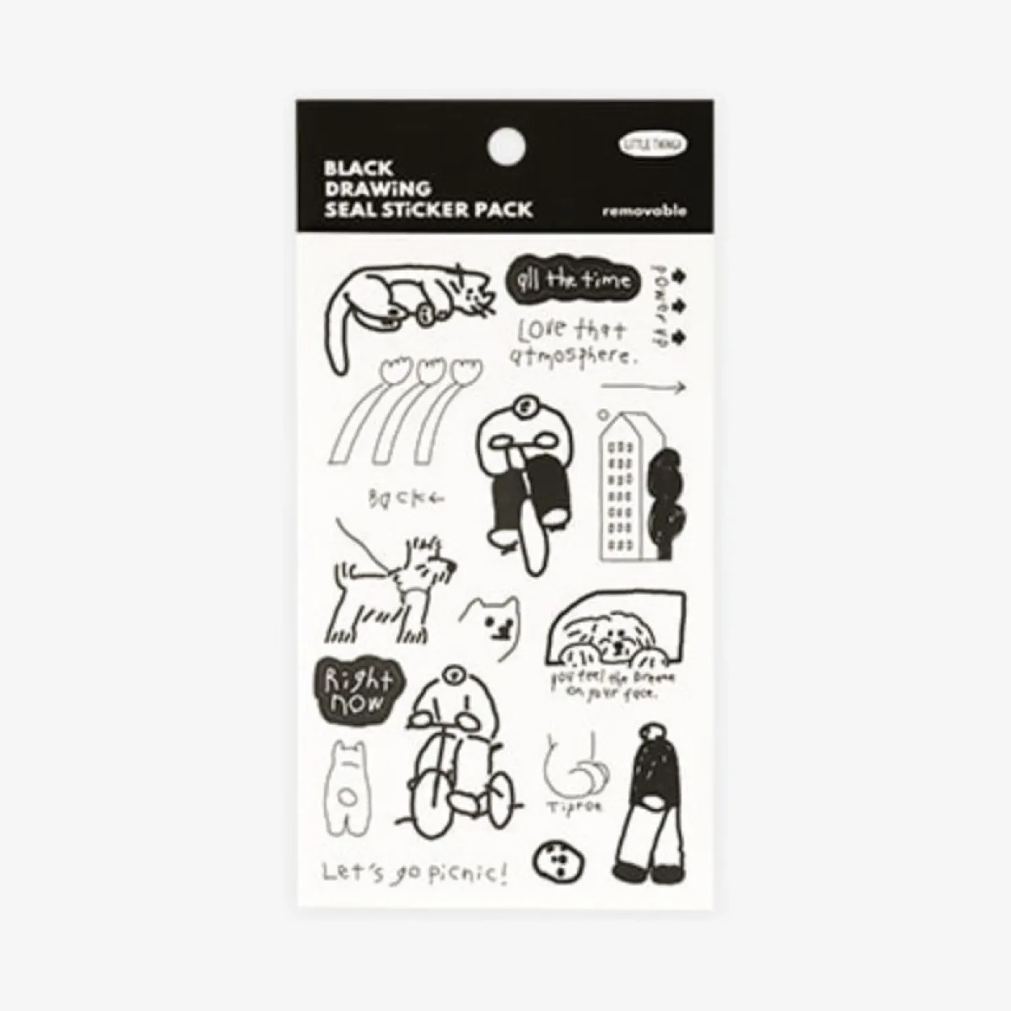 8pcs Little Things Drawing Removable Sticker Set