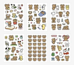 6pcs Momo Bear Removable Sticker Set