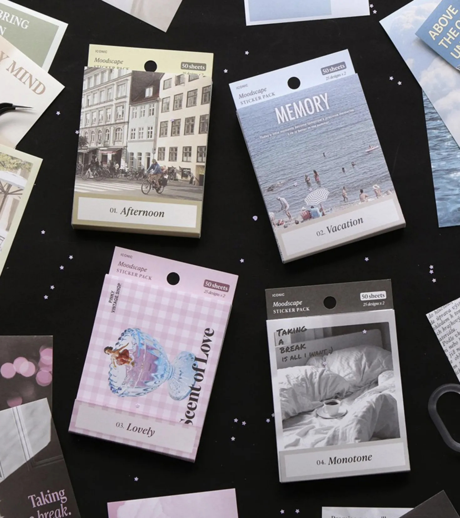 50pcs Moodscape Background Sticker Set