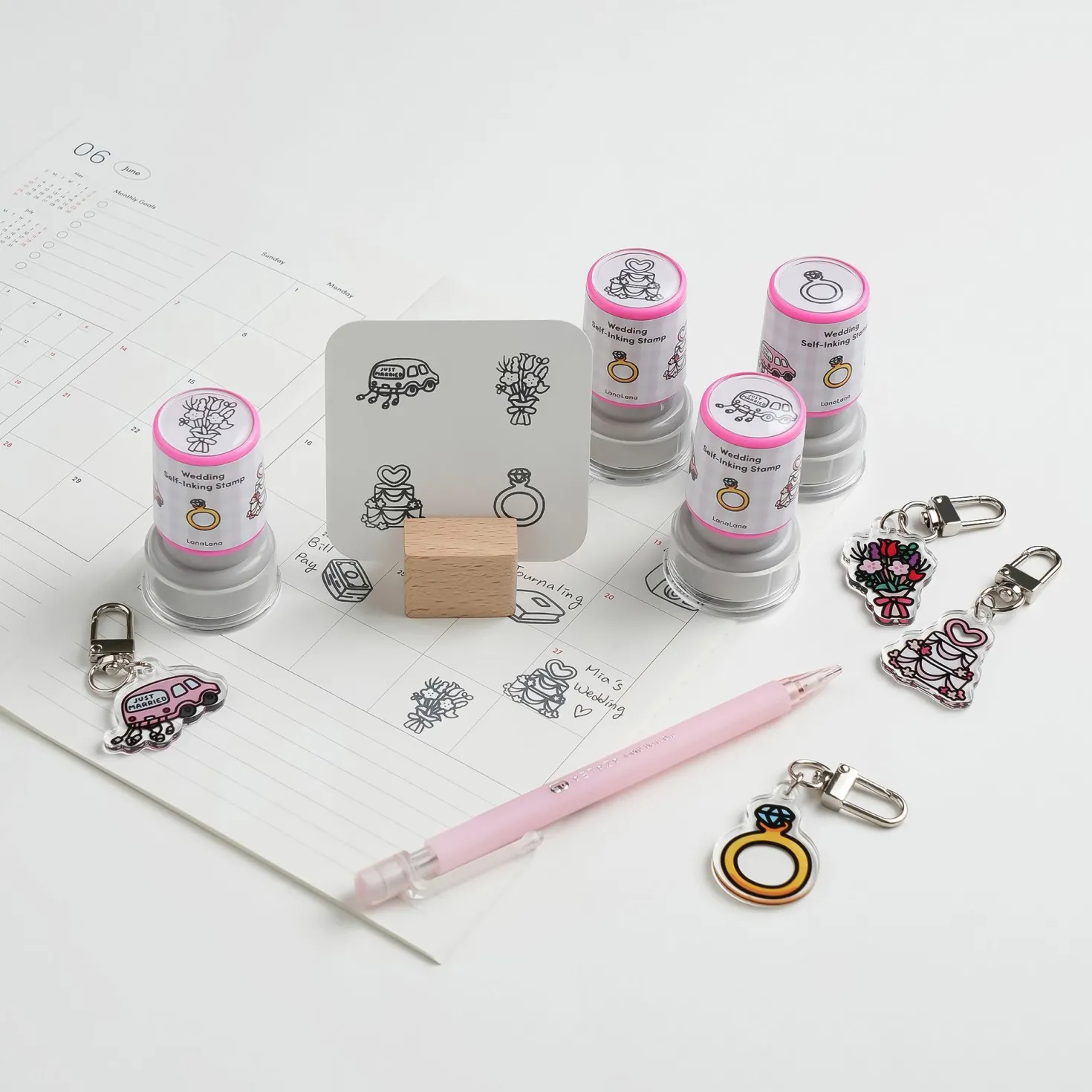 4pcs Self-inking Stamp Set