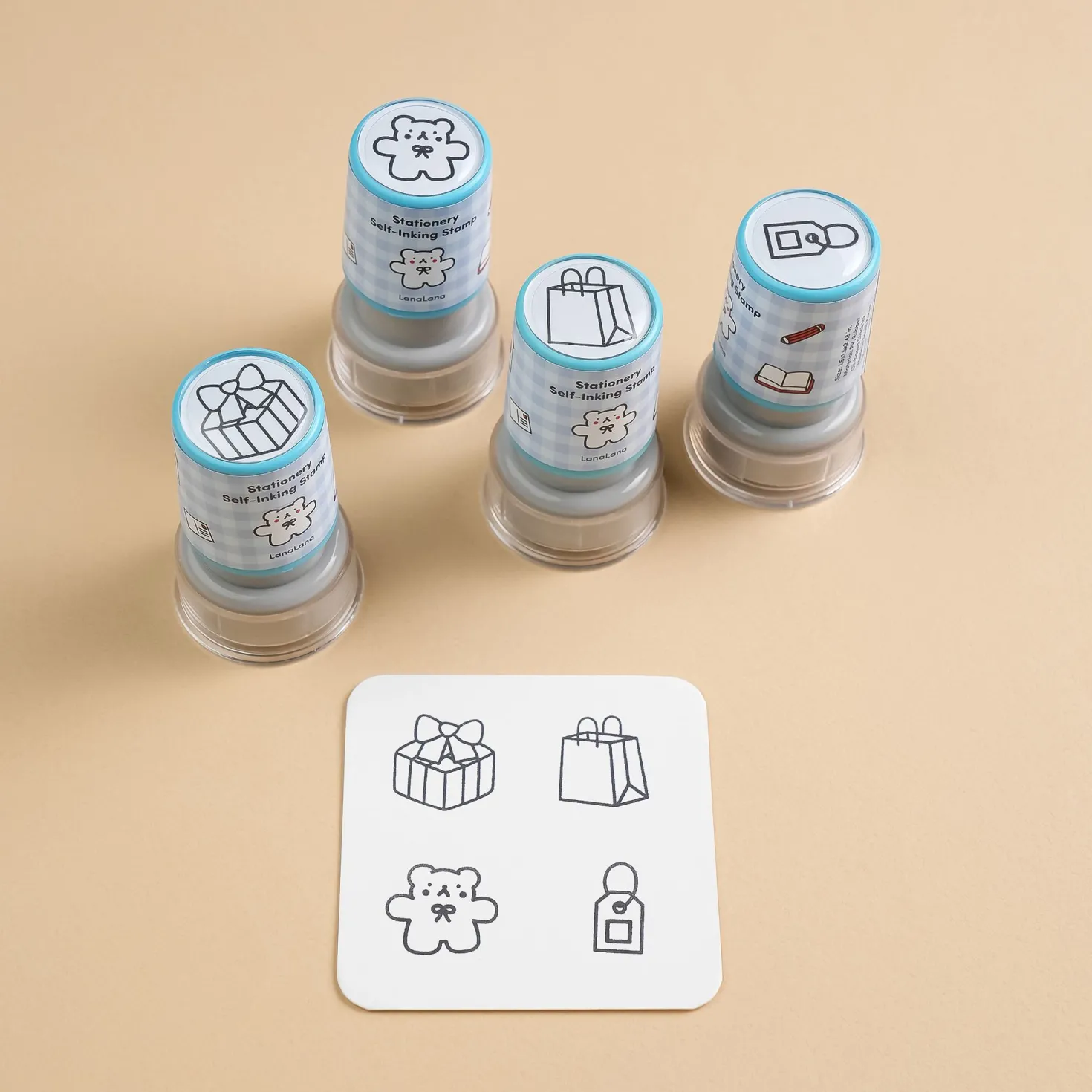 4pcs Self-inking Stamp Set