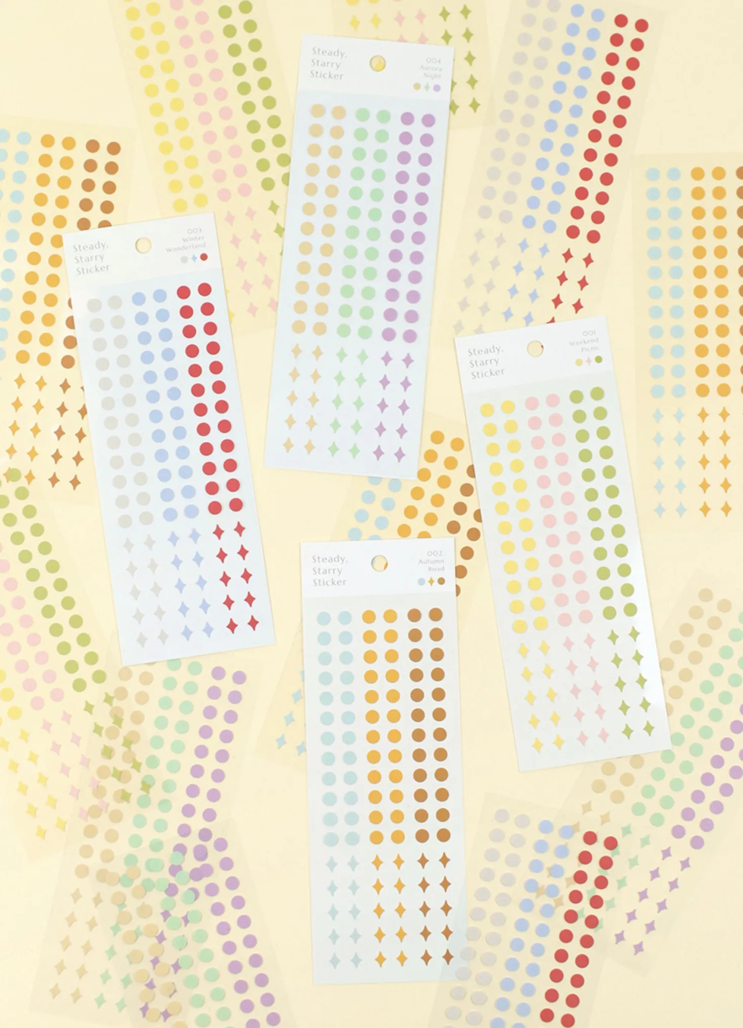 3pcs Steady Starry Dot Sticker Set