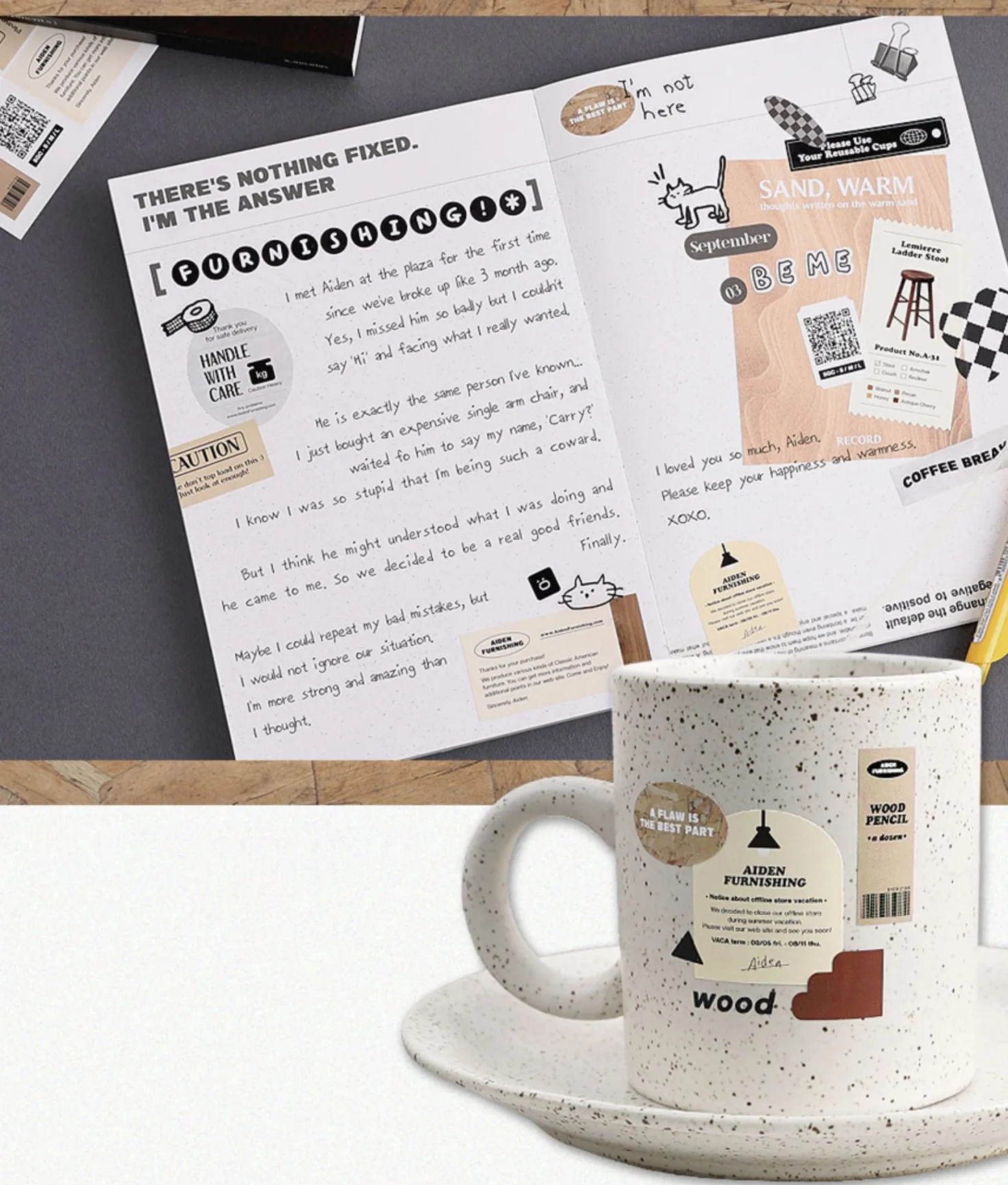 6pcs Vintage Removable Sticker Set