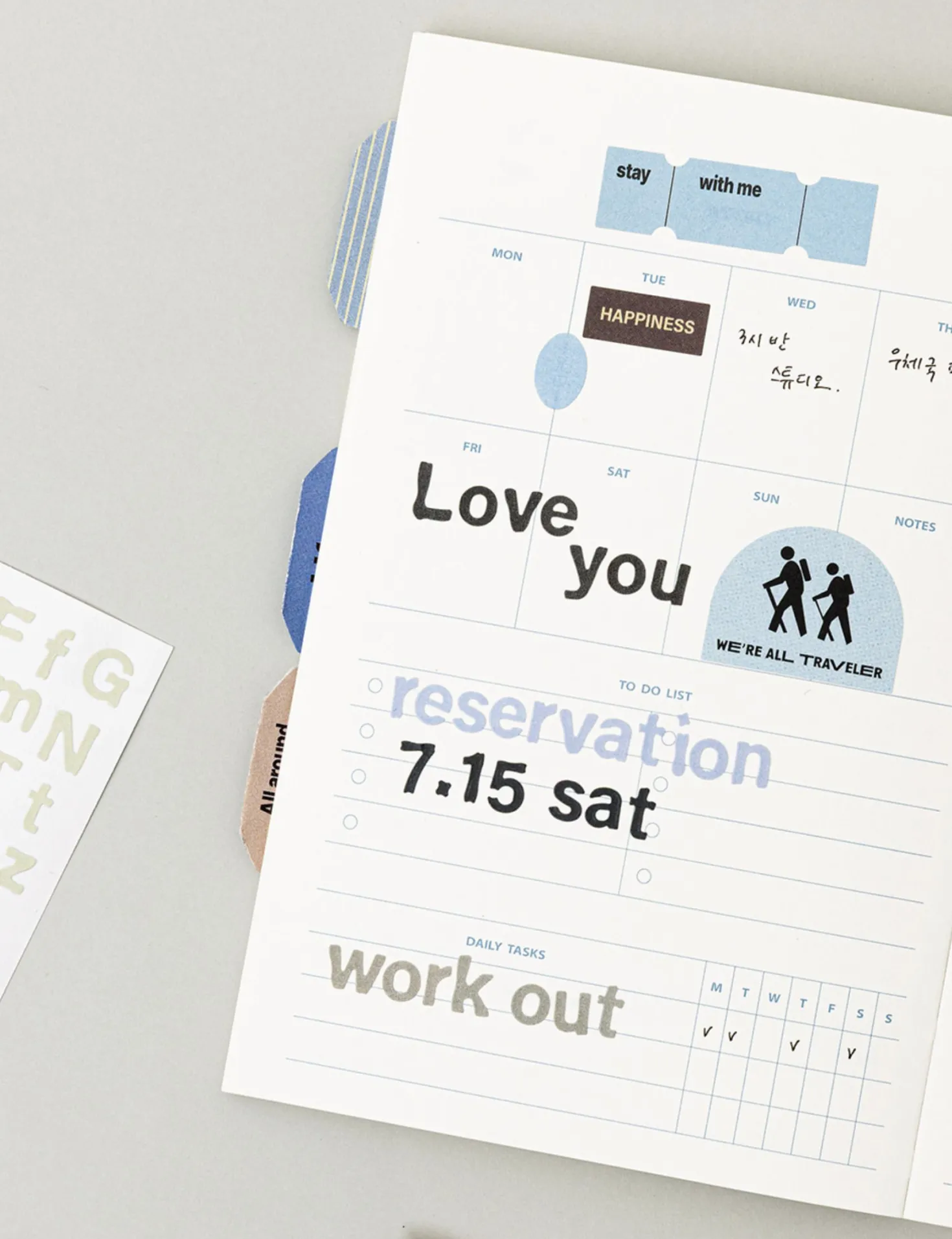 6pcs Vintage Typo Alphabet Sticker Set