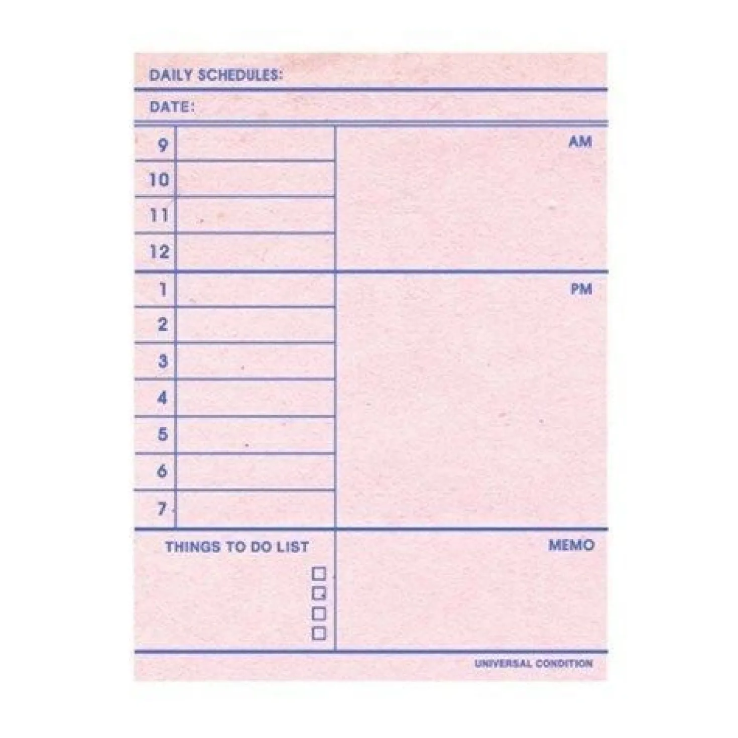 Pink Daily Schedule Notepad