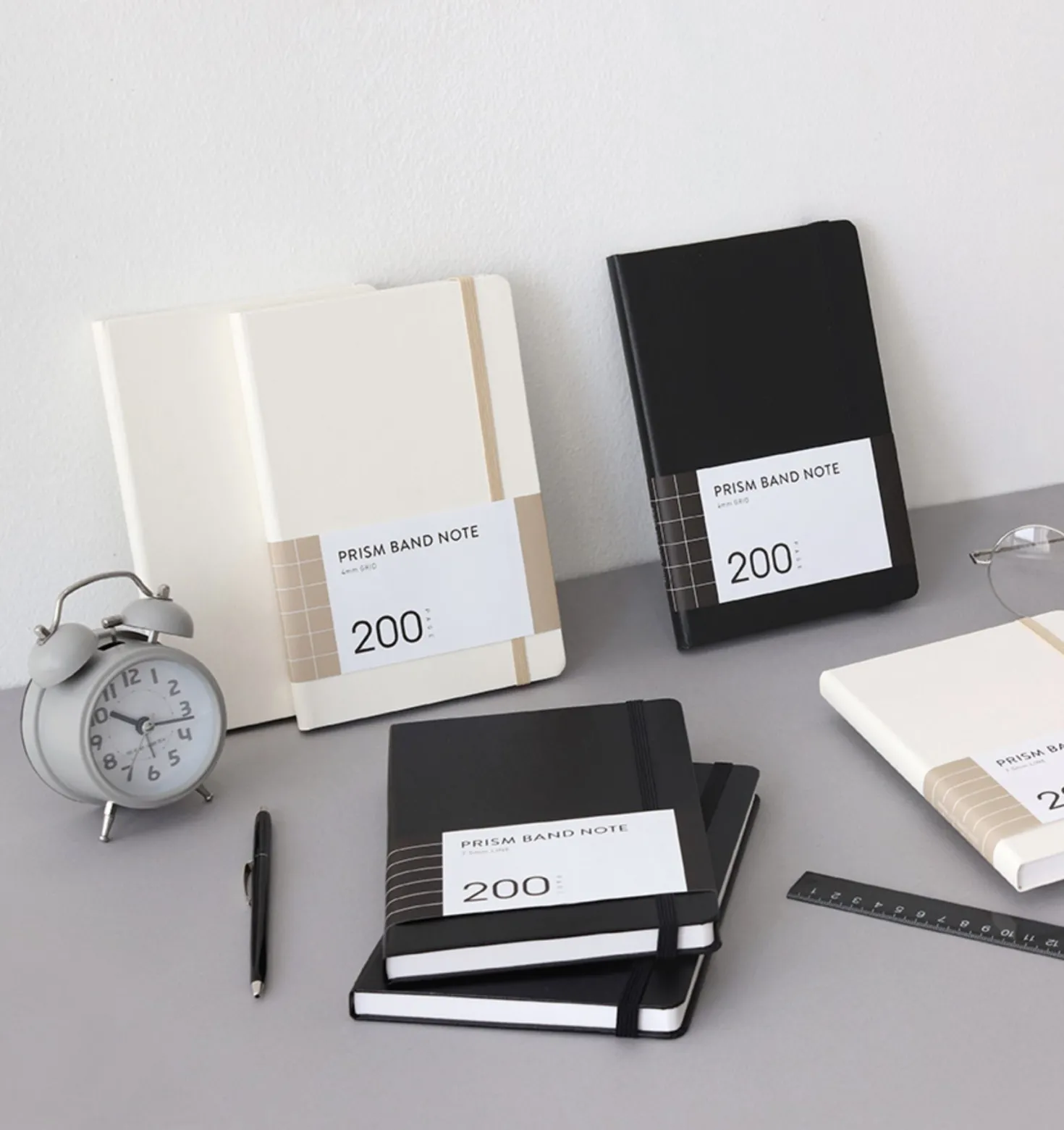 Prism 200p Hardcover Band Grid Notebook
