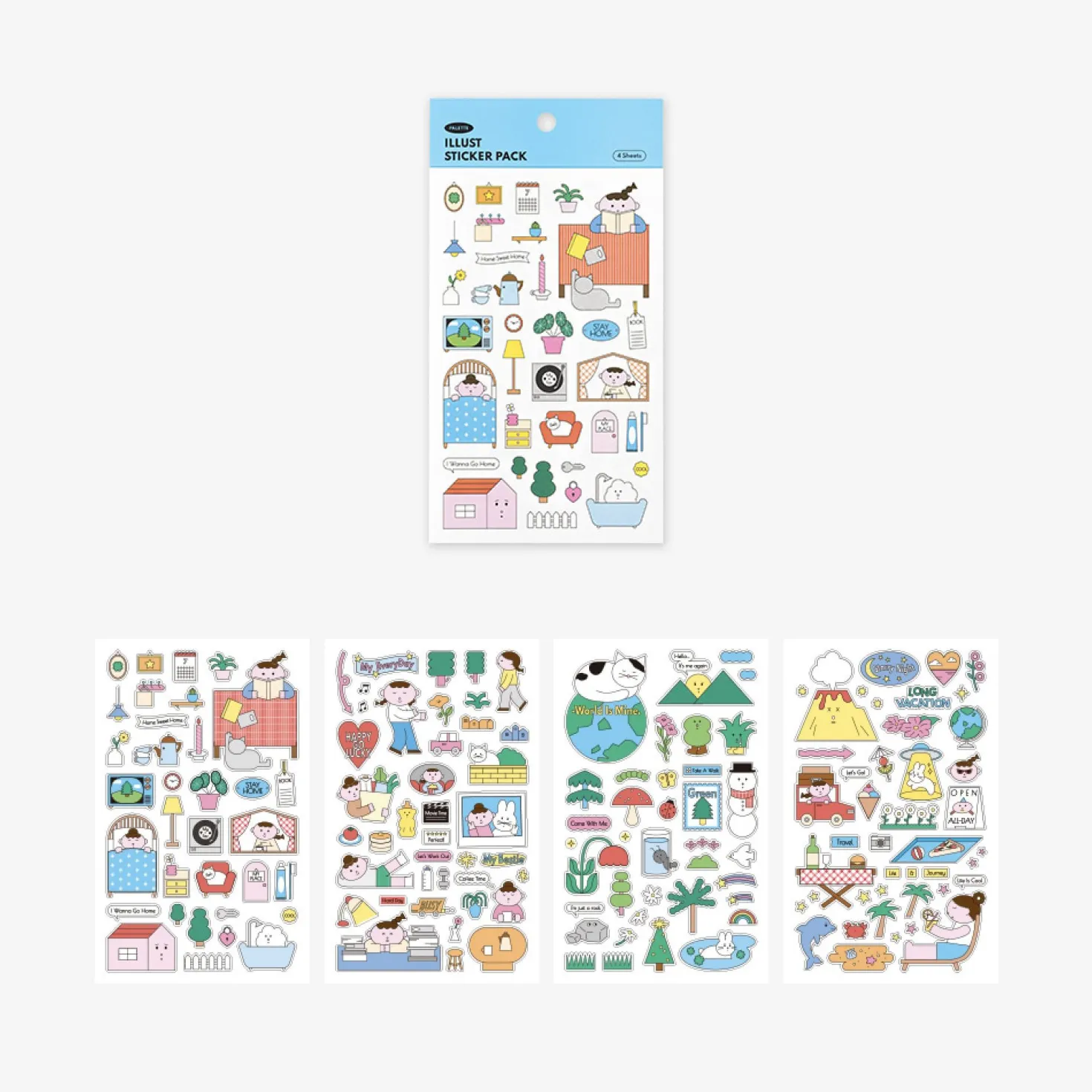 4ps Palette Illustration Sticker Set