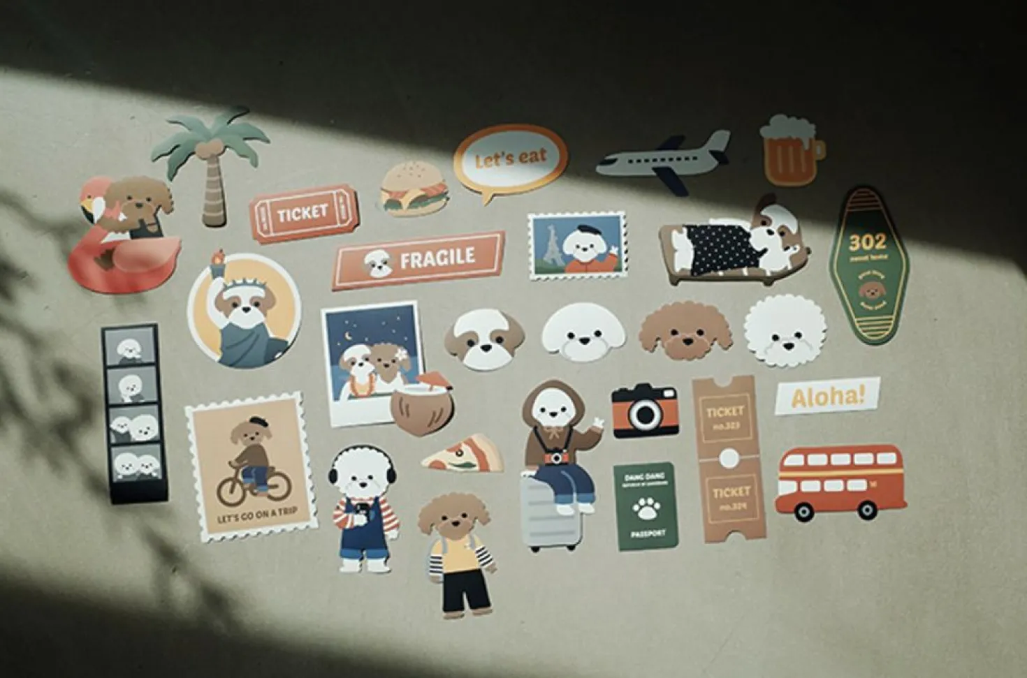 Puppy Travel Big Point Sticker Set