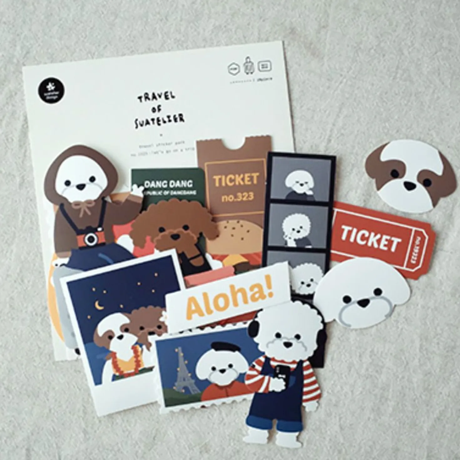 Puppy Travel Big Point Sticker Set