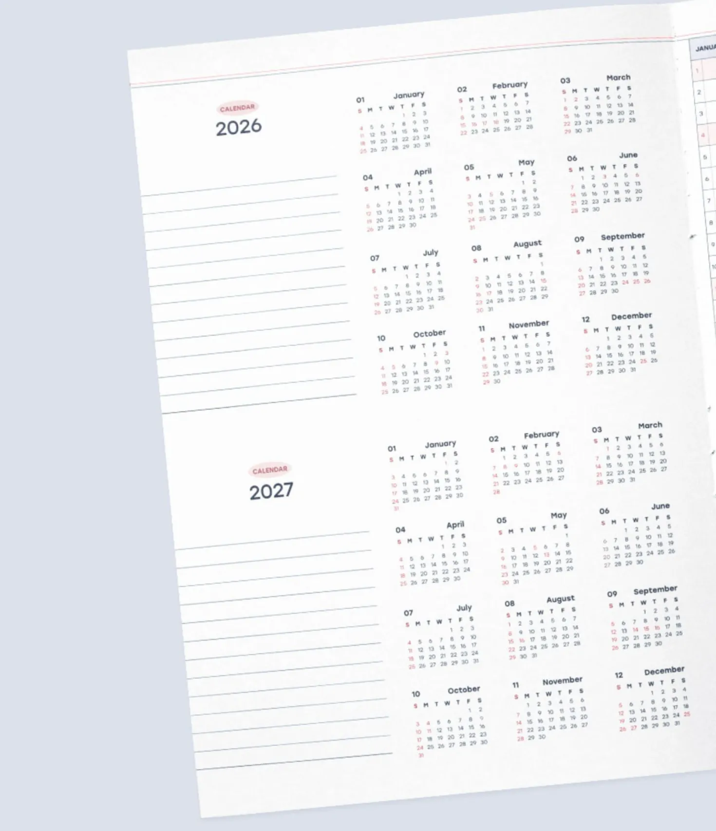 2026 Record On A4 Monthly Planner