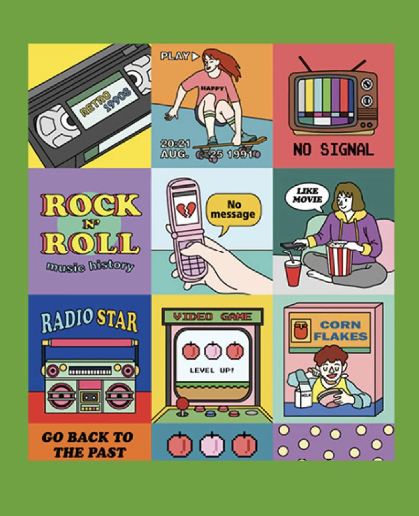 Retro Square Point Deco Sticker