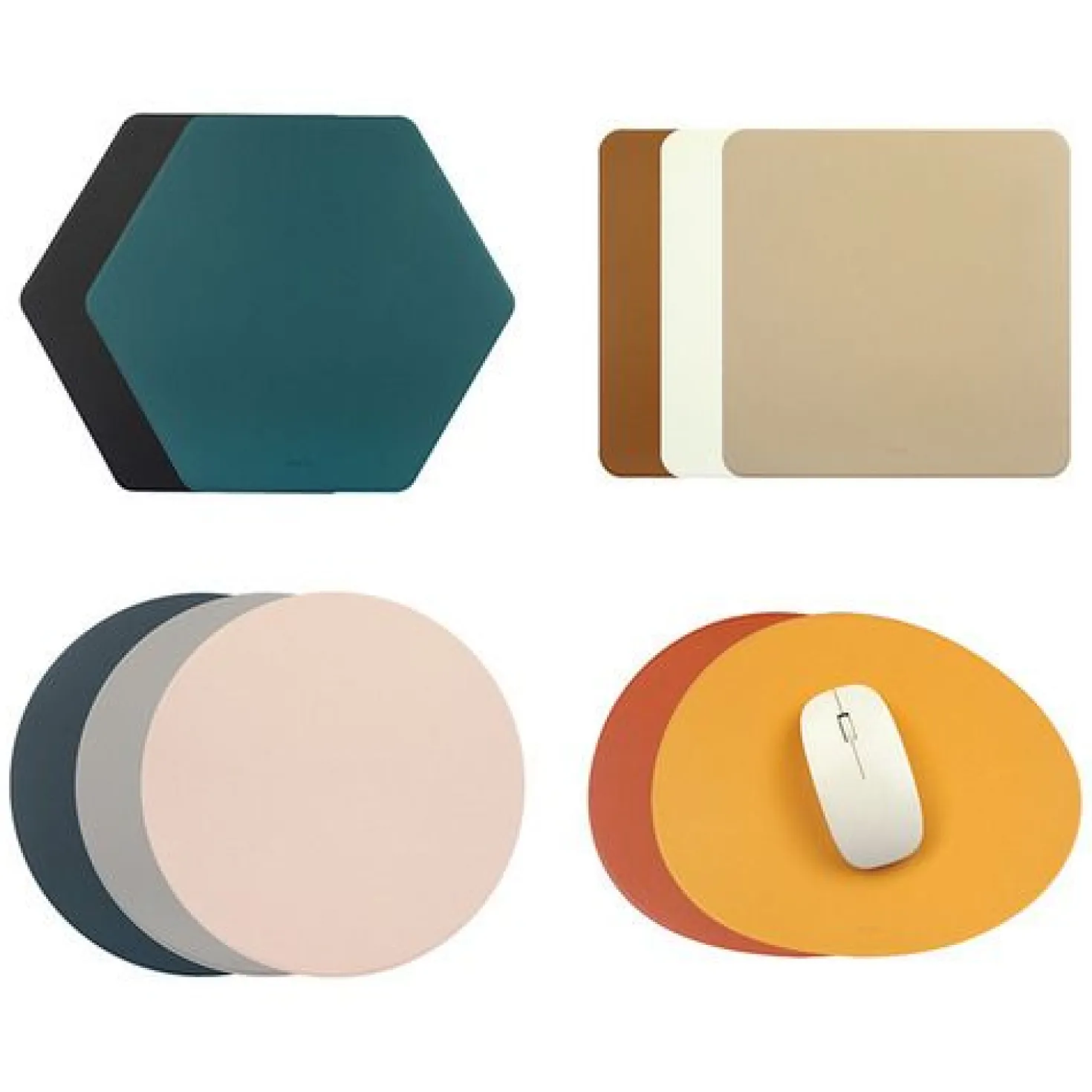 Round Vegan Leather Mouse Pad
