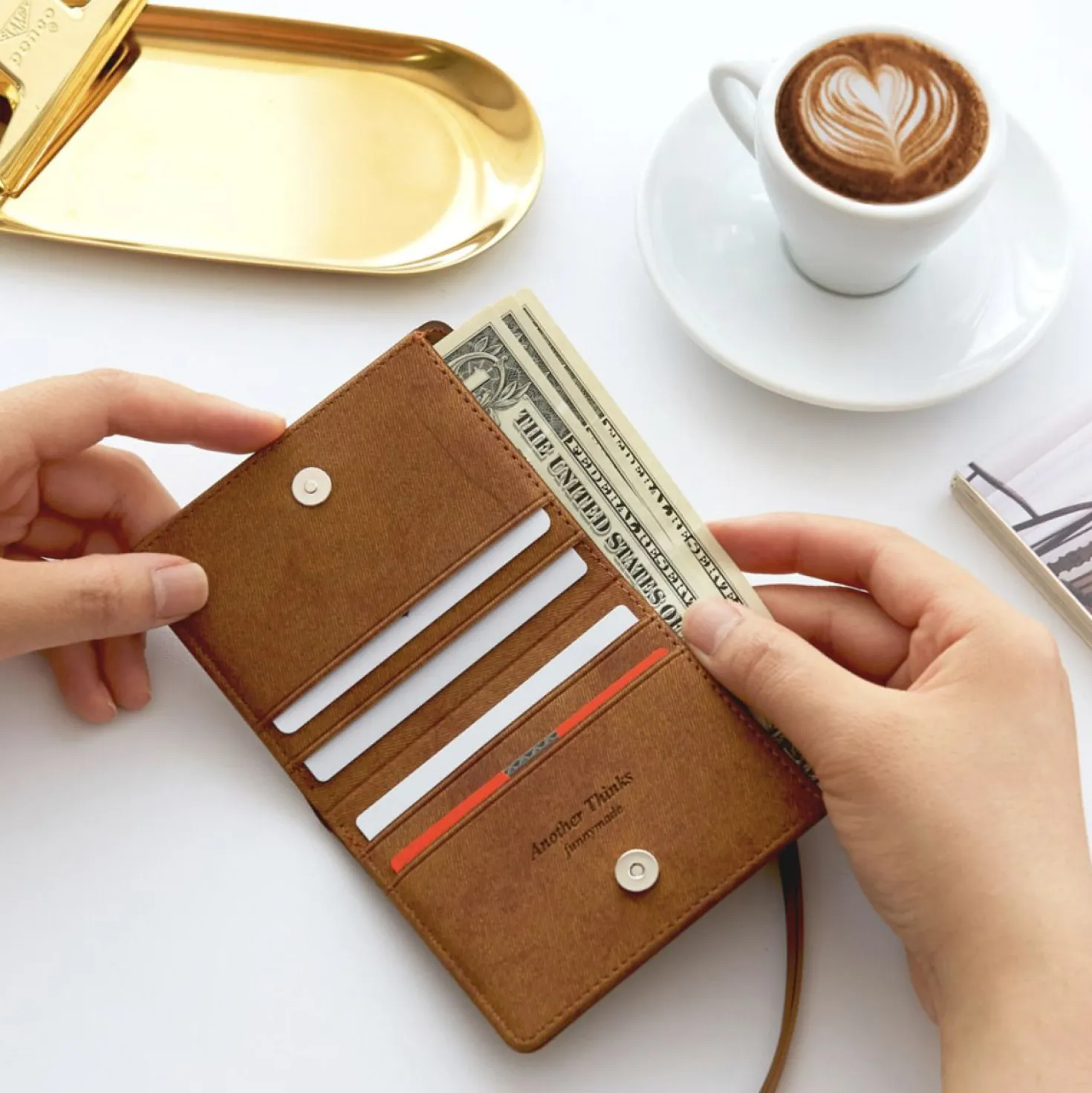 Simple Ash Wallet + Neck Strap Set