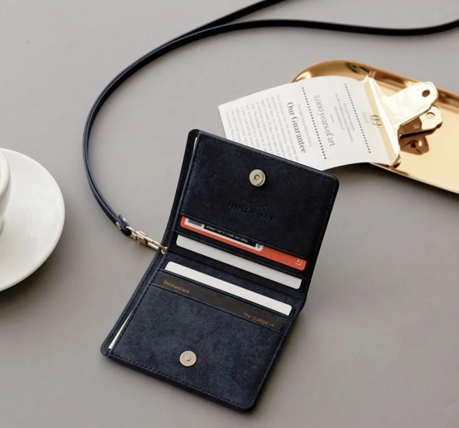 Simple Ash Wallet + Neck Strap Set