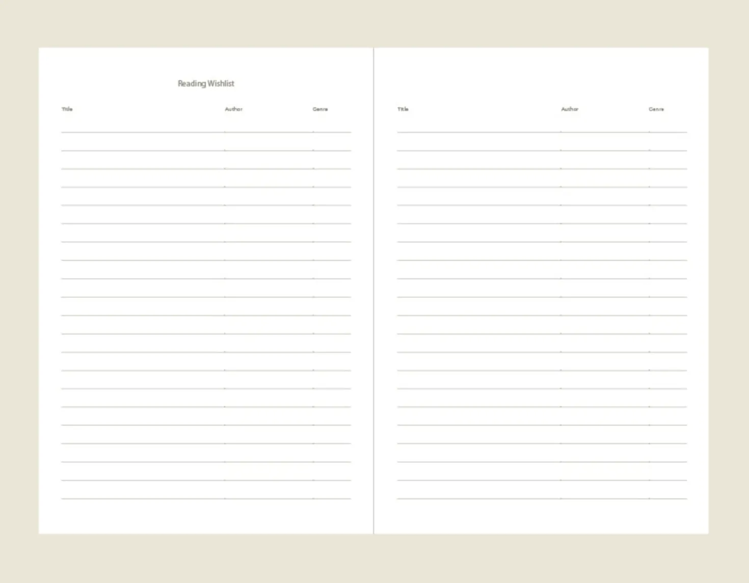 Slim Book Lover's Archive Reading Journal