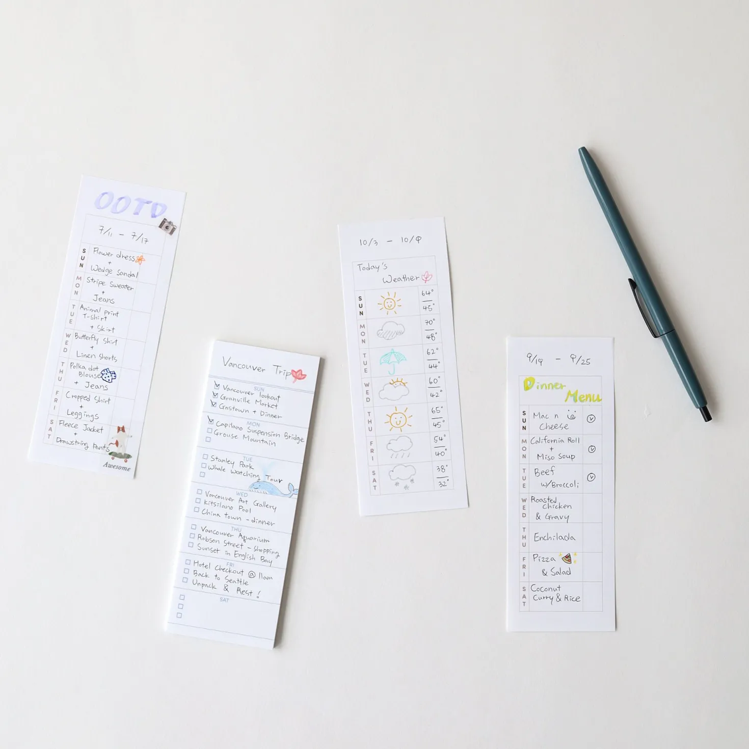 Slim Schedule Sticky Note v1