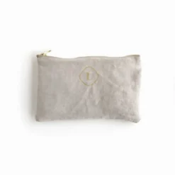 Small Linen Gold Zipper Pouch