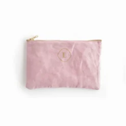 Small Linen Gold Zipper Pouch