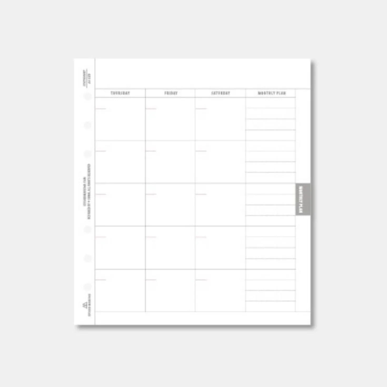 Square Plan 6 Ring A6 Wide Note Refill
