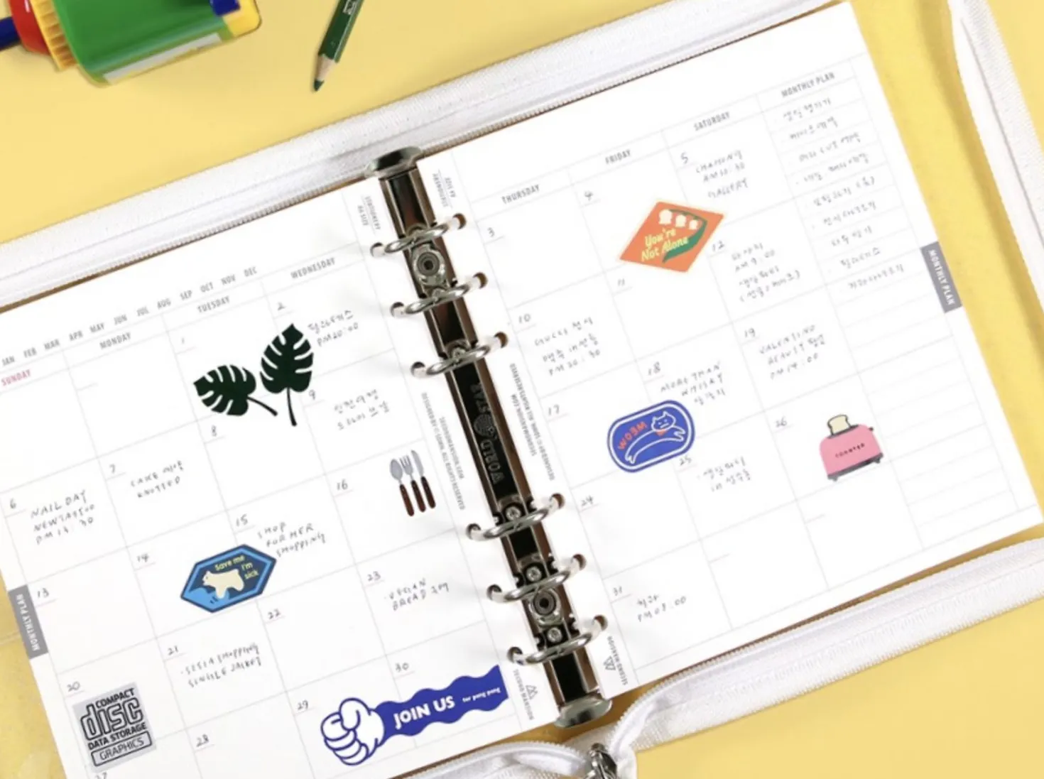 Square Plan 6 Ring A6 Wide Note Refill
