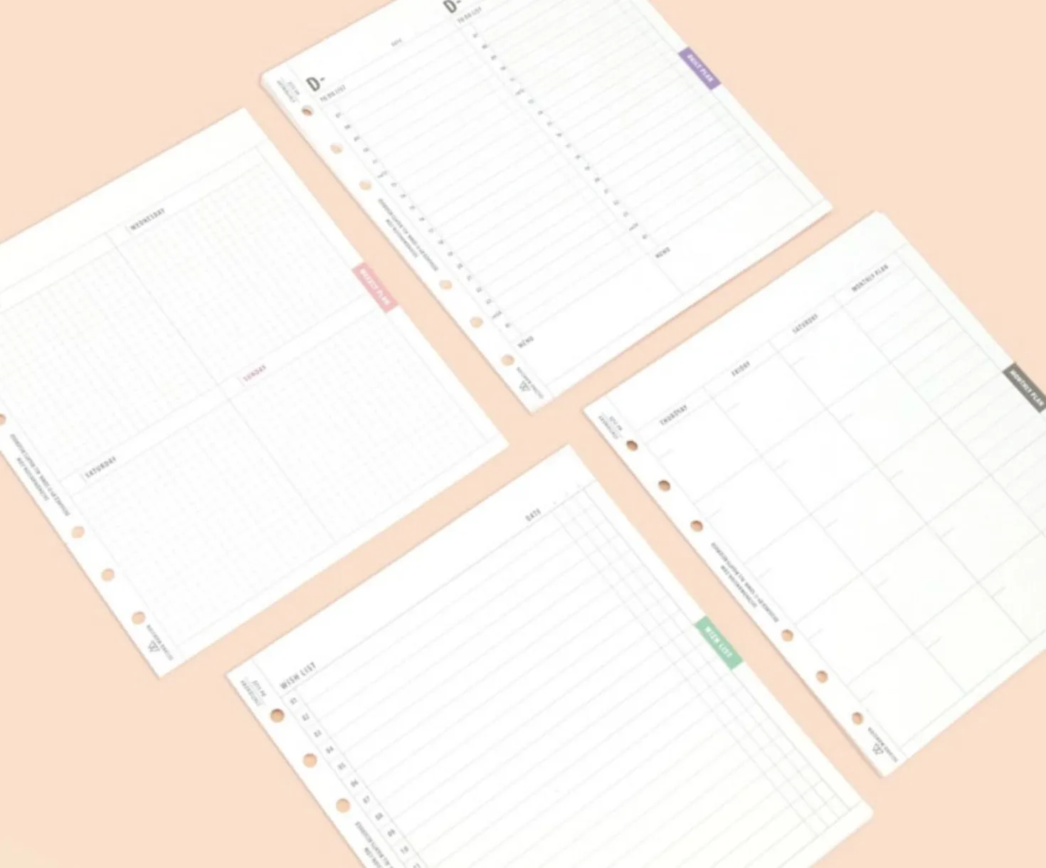 Square Plan 6 Ring A6 Wide Note Refill