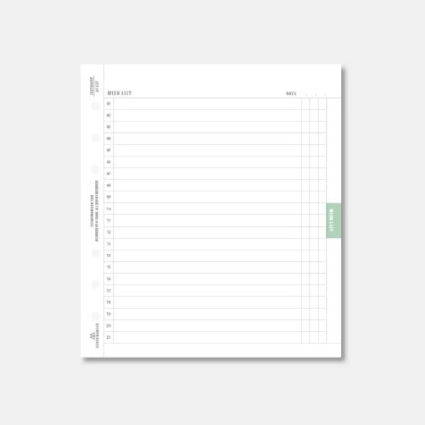 Square Plan 6 Ring A6 Wide Note Refill