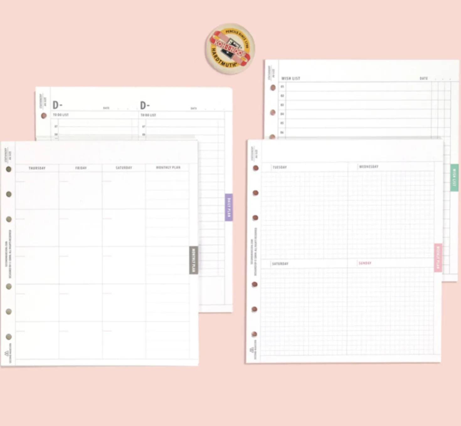 Square Plan 6 Ring A6 Wide Note Refill