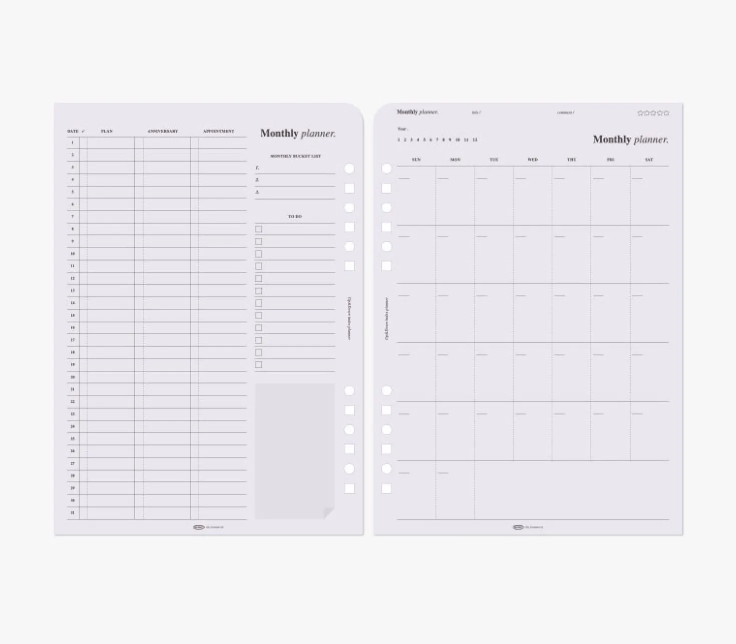Up&Down Index 6 Ring A5 Planner Refill