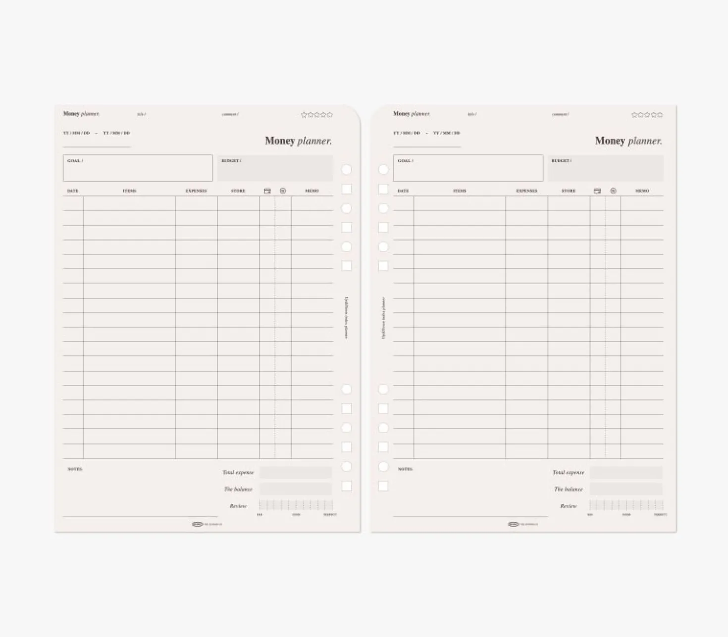 Up&Down Index 6 Ring A5 Planner Refill