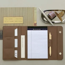 Vegan Leather A5 Notepad & Pen Organizer Set