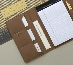 Vegan Leather A5 Notepad & Pen Organizer Set